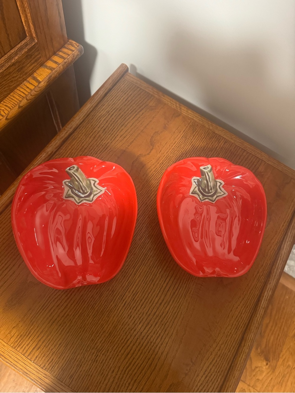 Red Ceramic Apple Serving Bowls - Set of 2